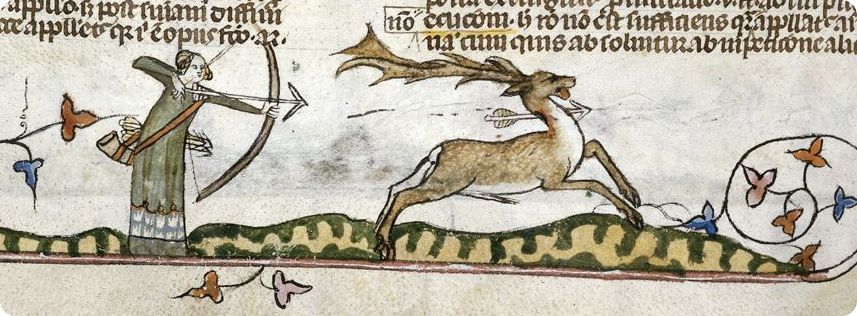 Femme tirant un cerf.