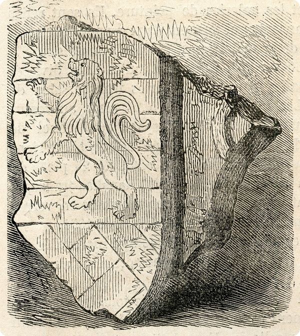 Pierre armori�e au blason de Charles de Mo�